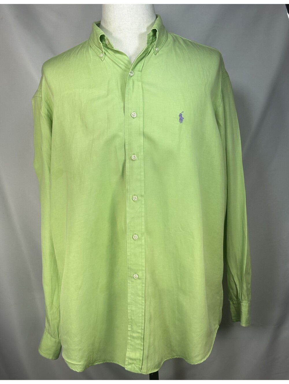 Ralph Lauren Blake Silk Linen Oxford Button Up Green Mens L